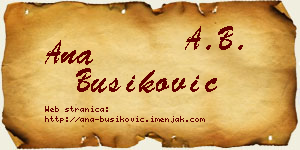 Ana Bušiković vizit kartica